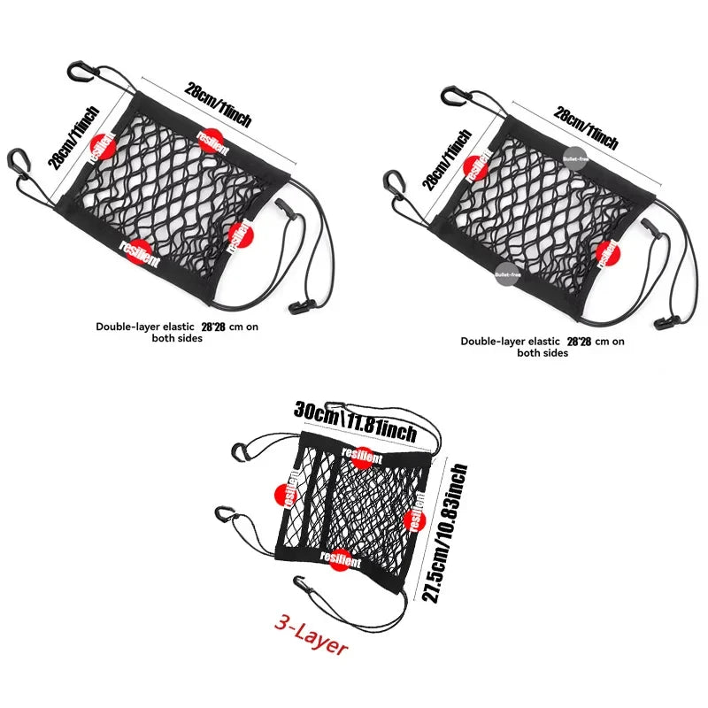 Elastic Double Layer Motorcycle Cargo Net with Hooks | Luggage Net