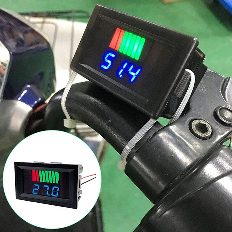 Battery Charge Level Indicator 12V–60V LED Voltmeter Tester