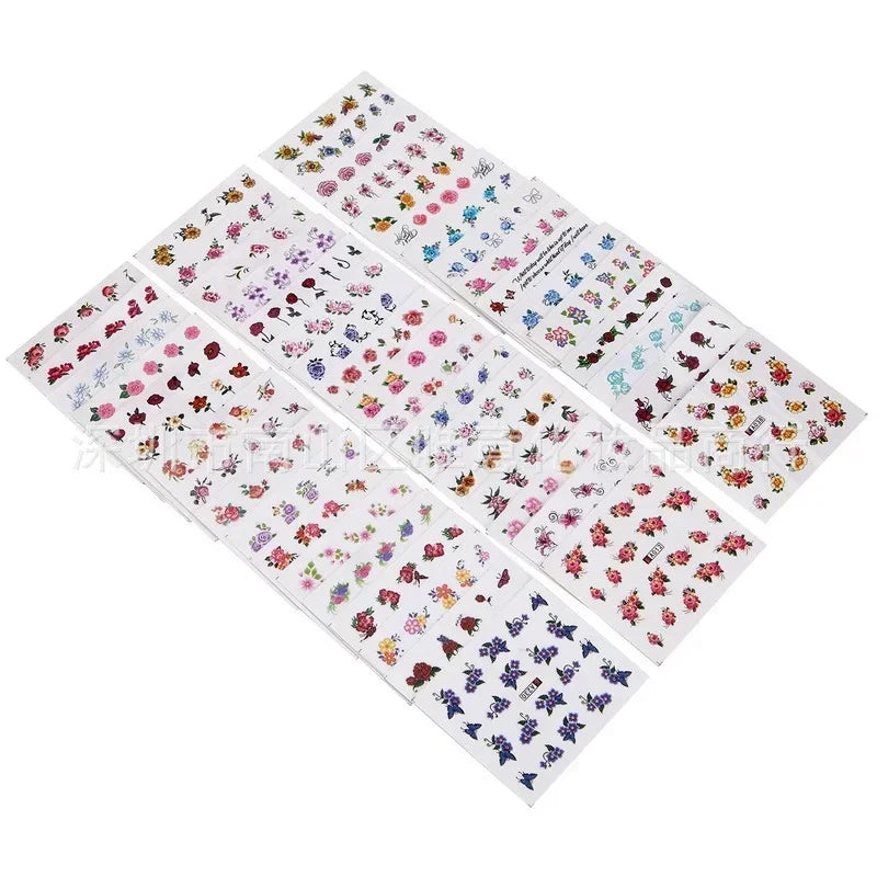 Flower & Geometric Nail Water Transfer Stickers Mixed Colors