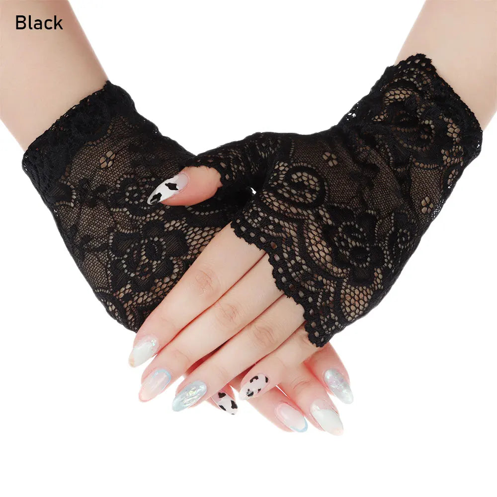 Women's Lace Fingerless Gloves – UV Sun Protection, Dance & Drive