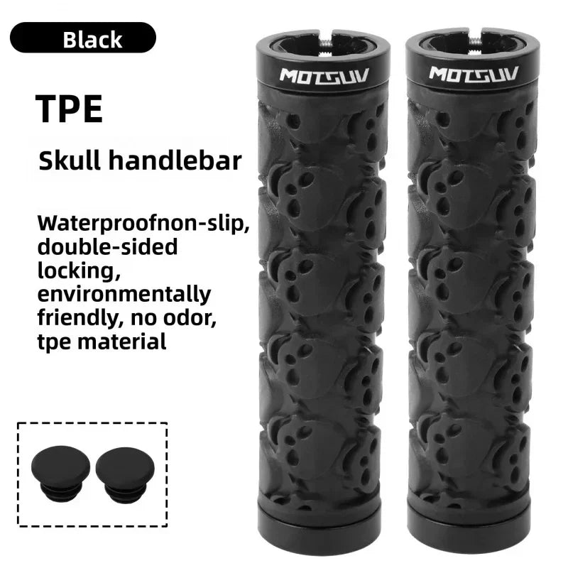 Skull Double Lock-On MTB Bike Handlebar Grips | TPE Anti-Slip