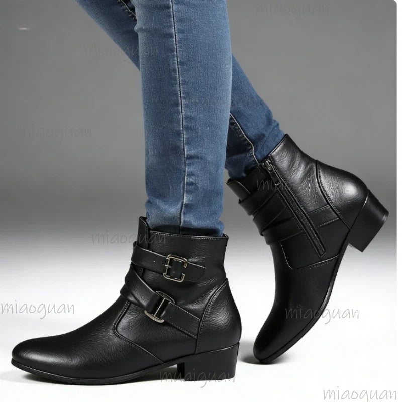 Men's British Ankle Boots – Buckle Strap Pointed Toe Booties