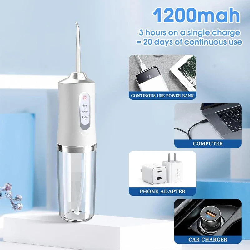 IPX7 Cordless Water Flosser | 3 Modes USB Rechargeable Irrigator