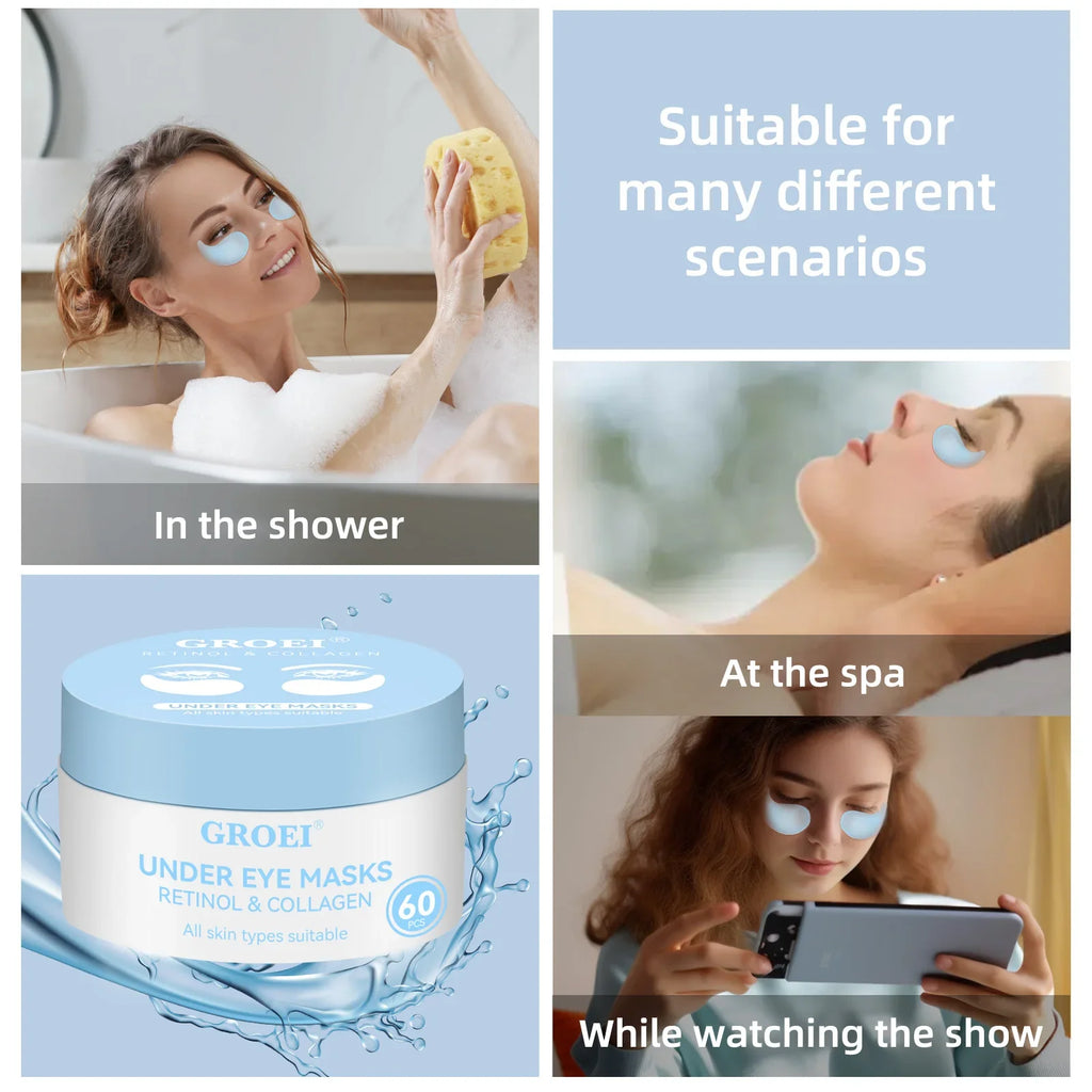 Retinol & Collagen Under Eye Masks – 60 Hydrating Patches