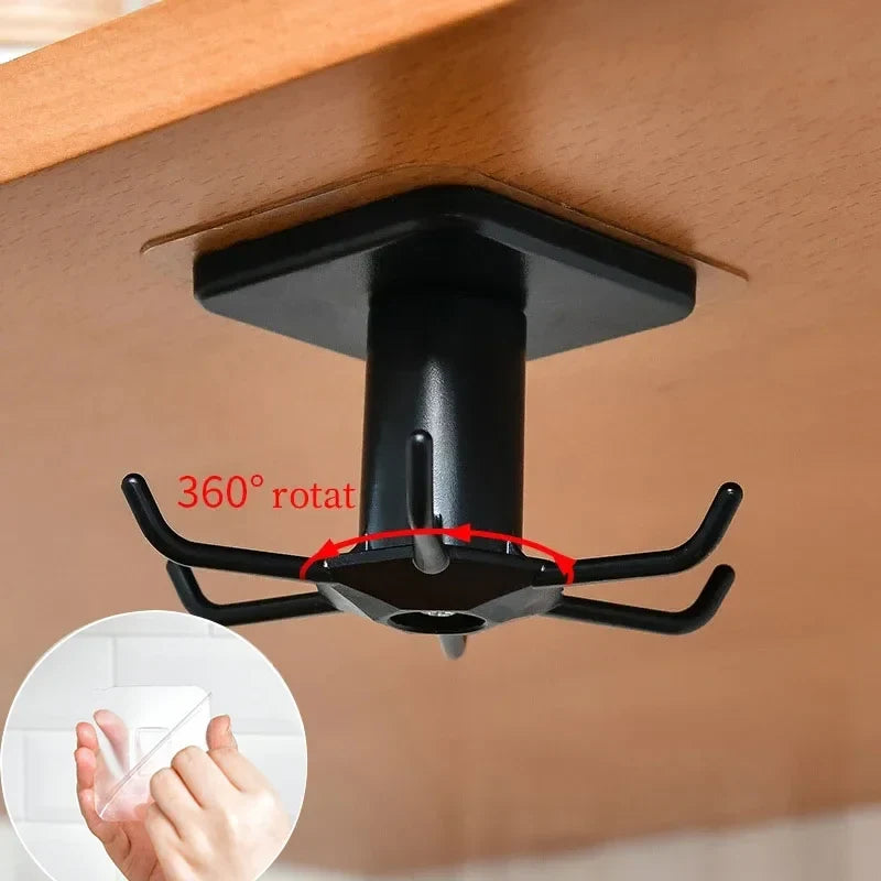 Kitchen Hooks Rotating Storage Rack Without Punching Wall-mounted