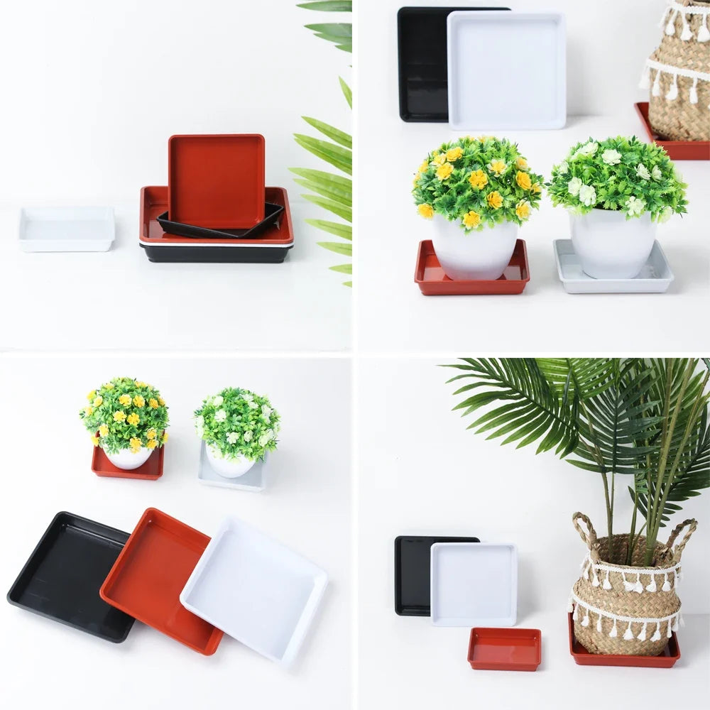 Plastic Heavy Duty Drip Trays Durable Square Plant Saucer Base Flower