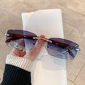 Rimless Rectangle Sunglasses UV400 Frameless Gradient Shades