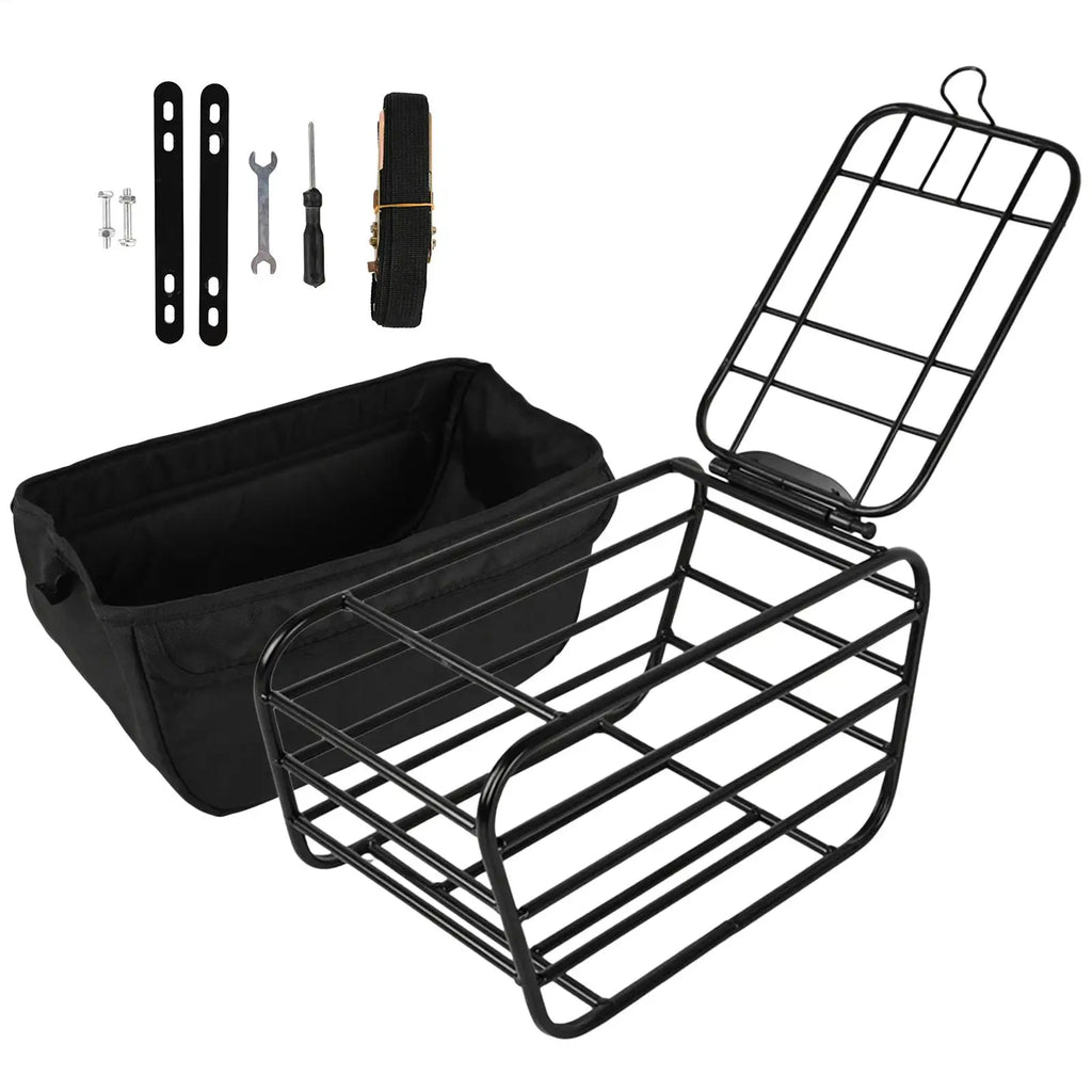 Bike Pet Carrier Cargo Basket Carbon Steel Heavy Duty Enclosed