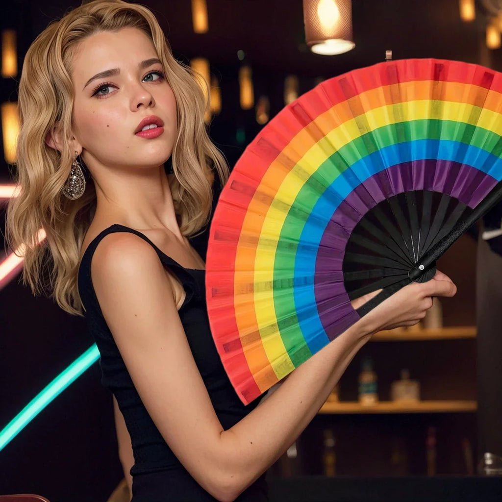 Rainbow Folding Fan – Dance, Wedding & Cosplay Prop