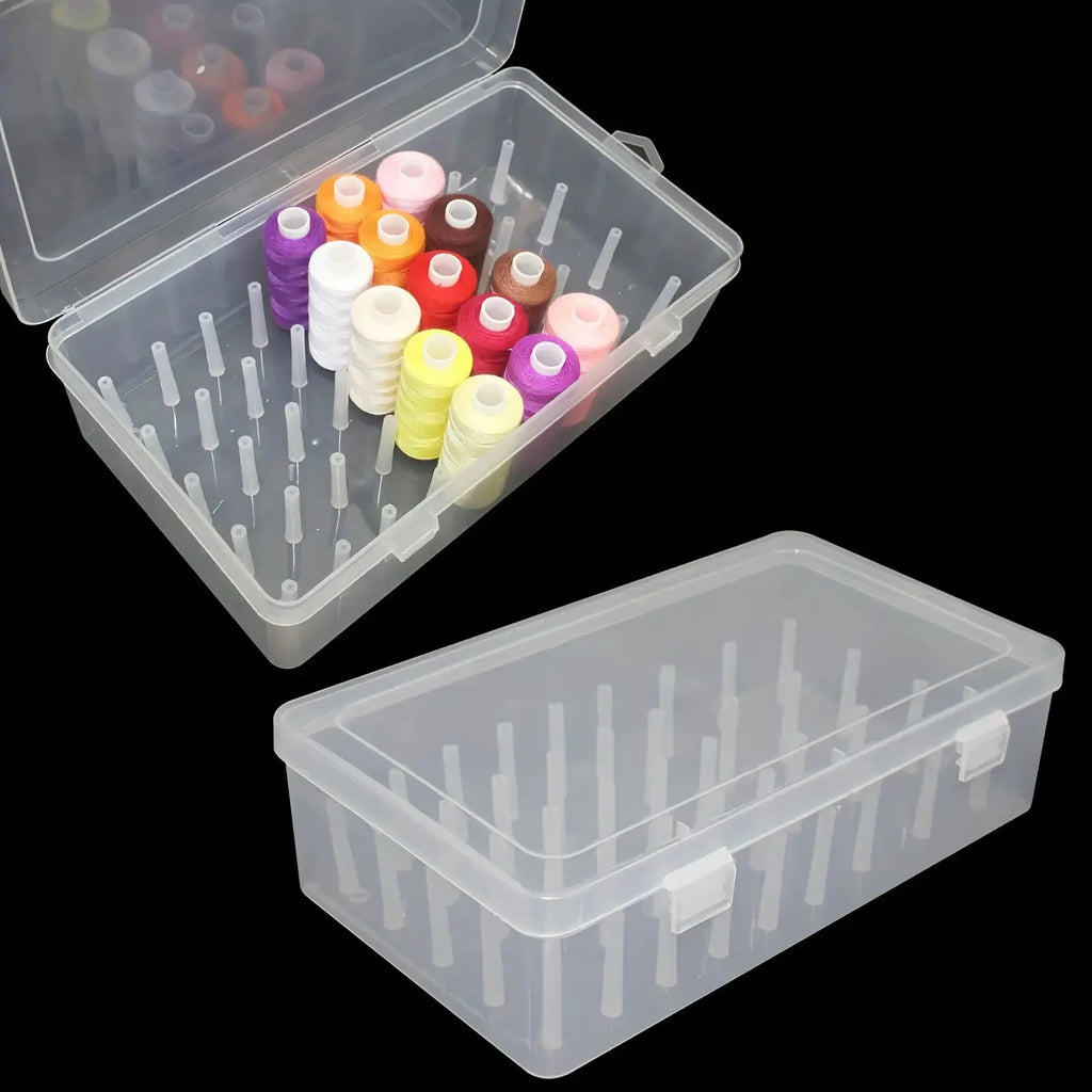 Clear Plastic Sewing Thread Storage Box 42 Slots Craft Spool Holder