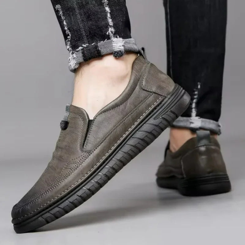 Men's Slip-On Leather Loafers – Lightweight Driving Shoes