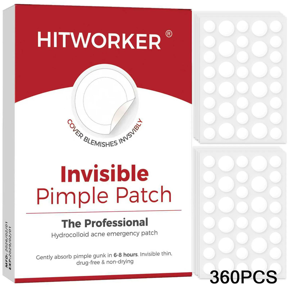 Hydrocolloid Acne Patches – Alcohol-Free Blemish Stickers 36/360pc