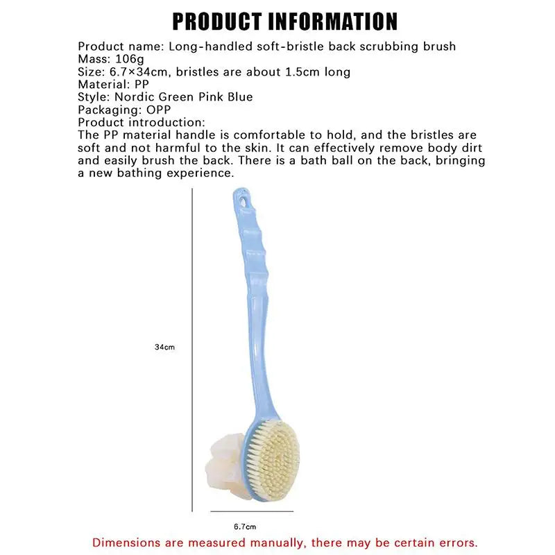Long Handle Bath Body Brush – Loofah & Bristles Shower Scrubber