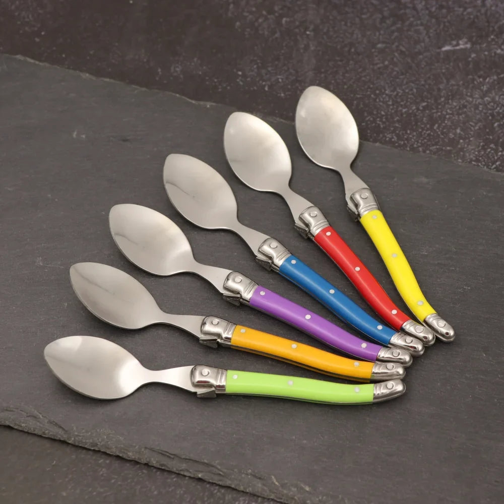 6-Piece Laguiole Stainless Steel Spoon Set – Black & Red