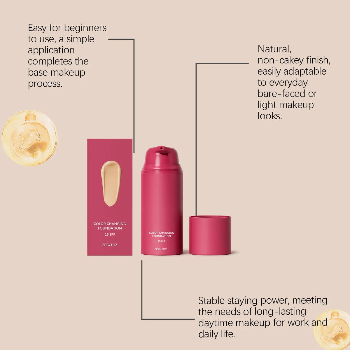 Natural Color-Correcting Foundation | Warm Tone & Long-Lasting
