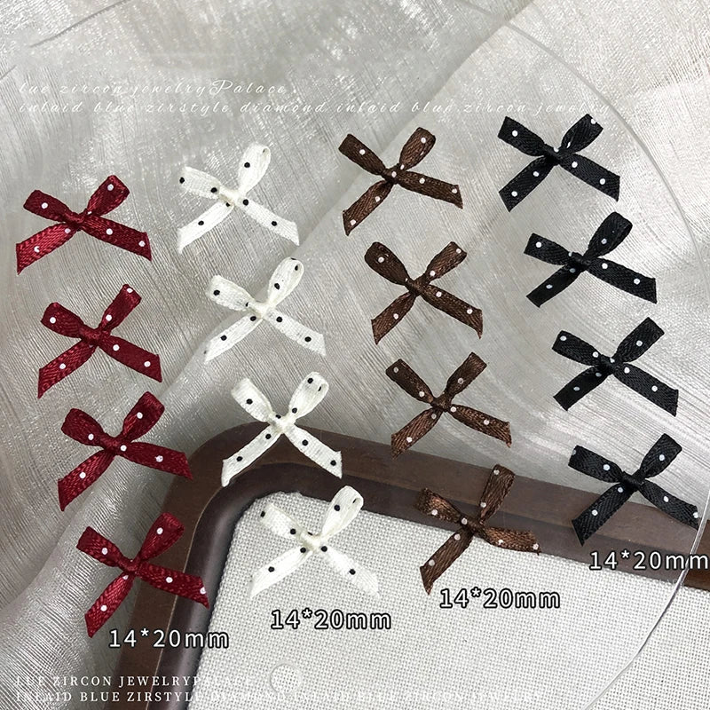 20Pcs Fabric Bow Nail Art Charms – Wave Dot DIY Decor