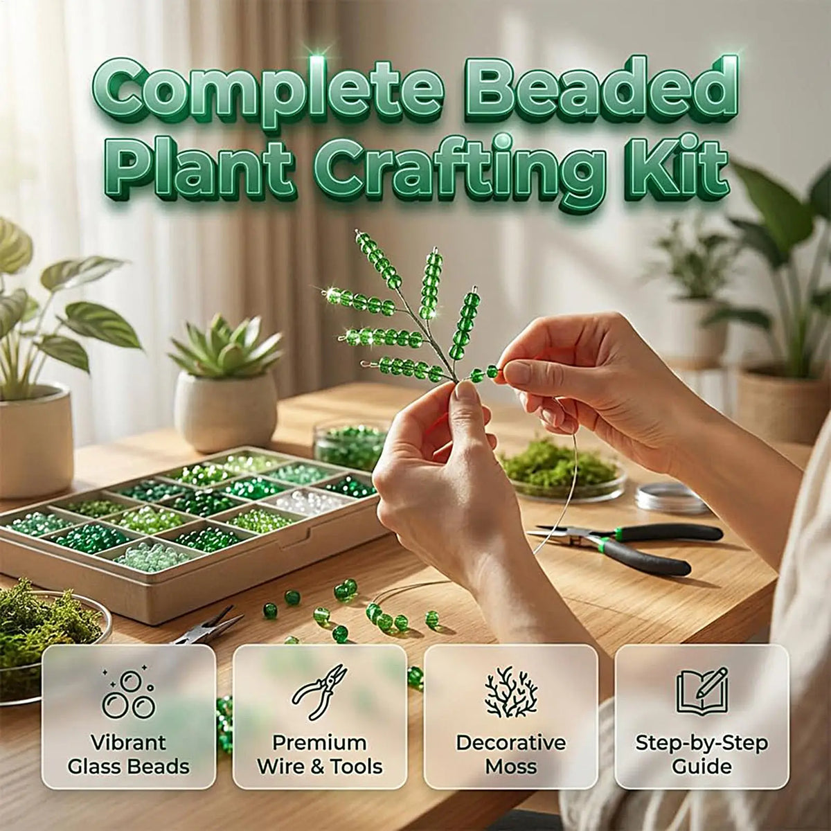 DIY Beaded Plant Kit – 5500 Piece Handmade Beading Craft Set