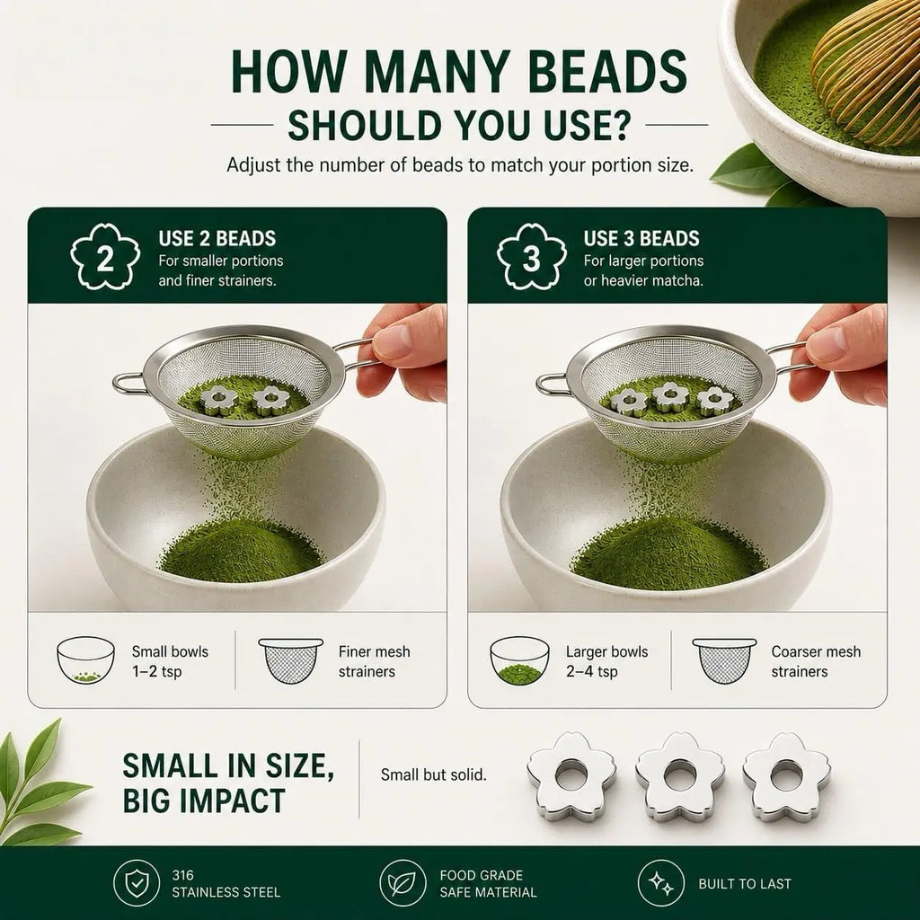 Stainless Steel Matcha Sifter Beads – Smooth, No-Clump Sieve