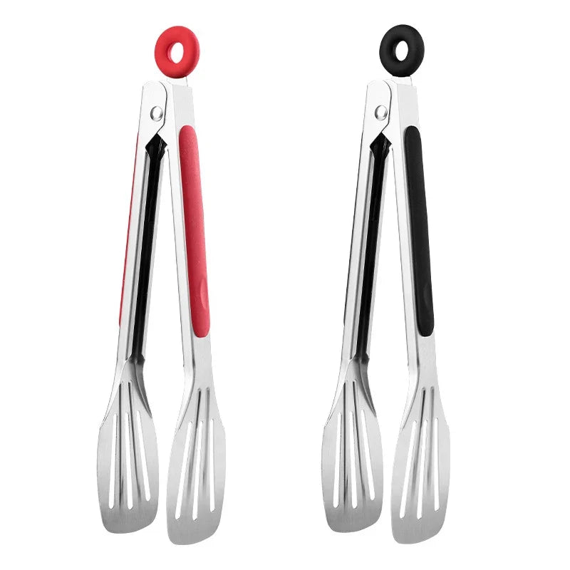 7-Inch Stainless Steel Slotted Food Tongs – BBQ & Kitchen