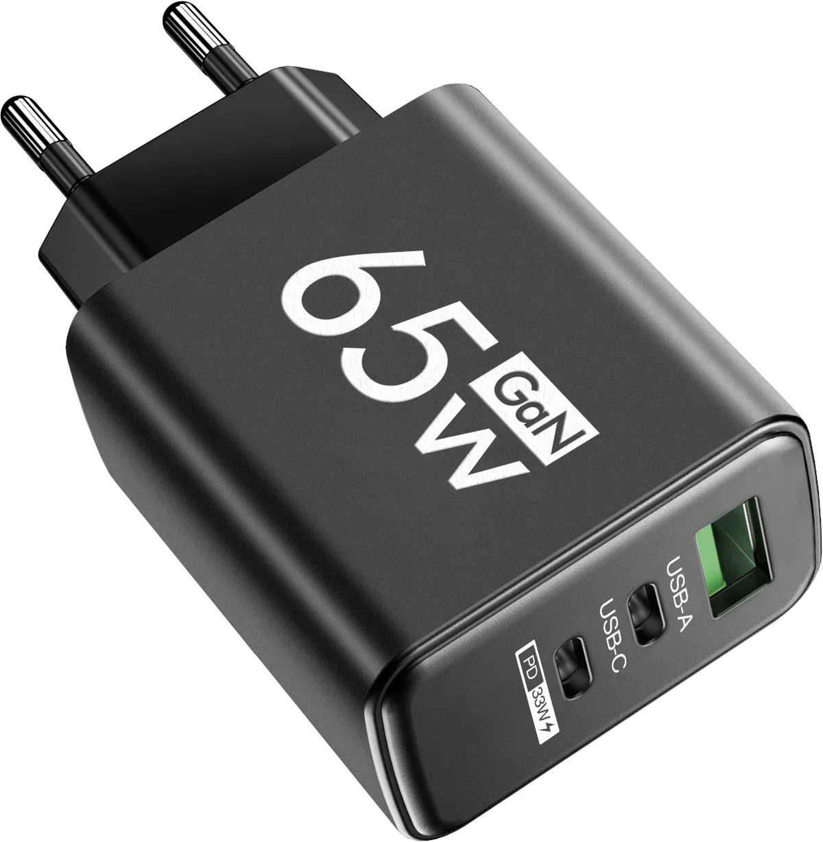 65W GaN USB-C Wall Charger – 3 Port PD 3.0 Fast Charger