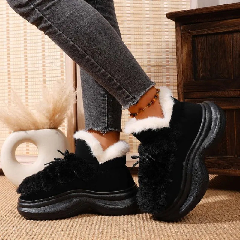 Women's Plush Ankle Boots – Thick Platform Winter Fur Boots