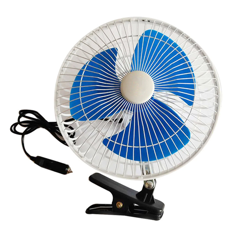 12/24V Car Mini Fan 180° Rotating Clip-On Vehicle Cooling Fan