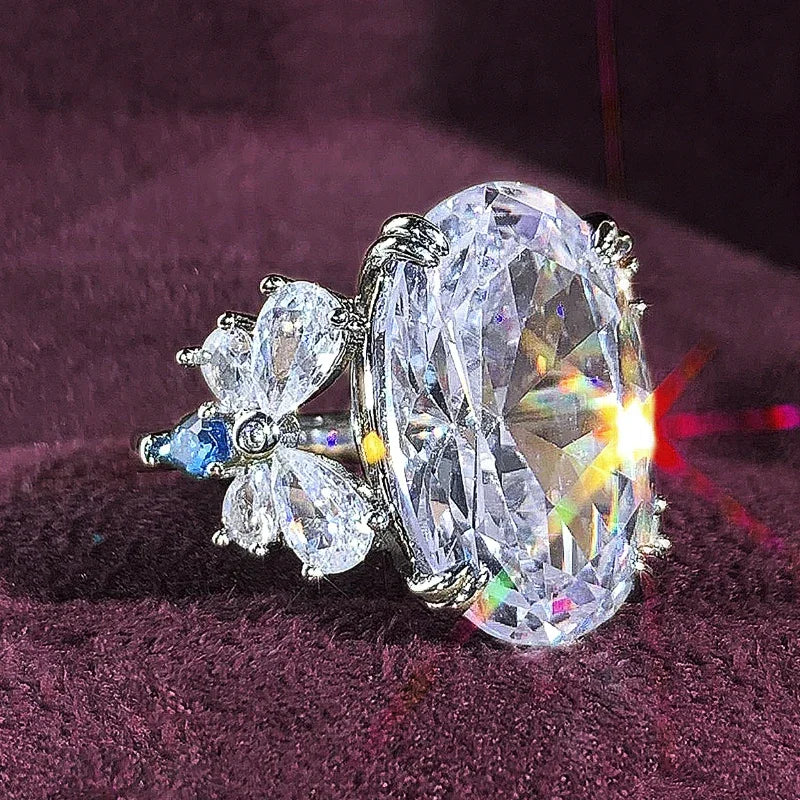 Huitan Oval CZ Butterfly Ring – Cocktail & Wedding Jewelry