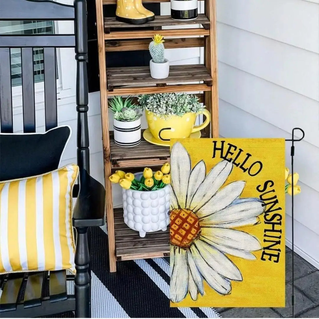 Hello Sunshine Summer Garden Flag Small Flags Outside Yard Decoration