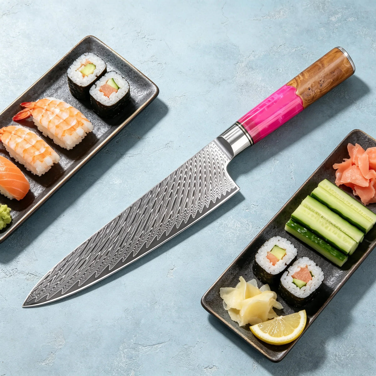 Damascus Steel Chef Knife – 19.4cm Blade for Kitchen & Cooking