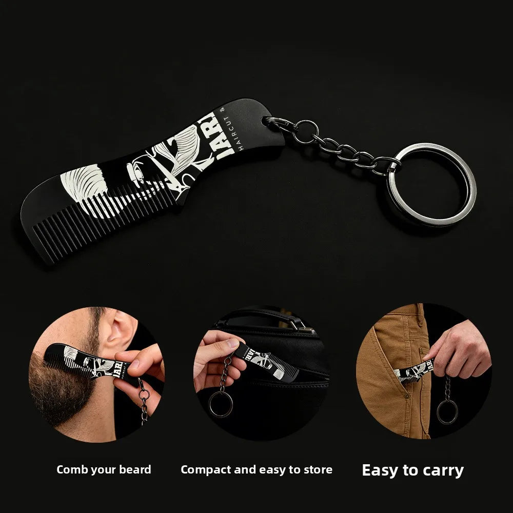 Foldable Beard Mustache Comb with Keychain | Travel Mini