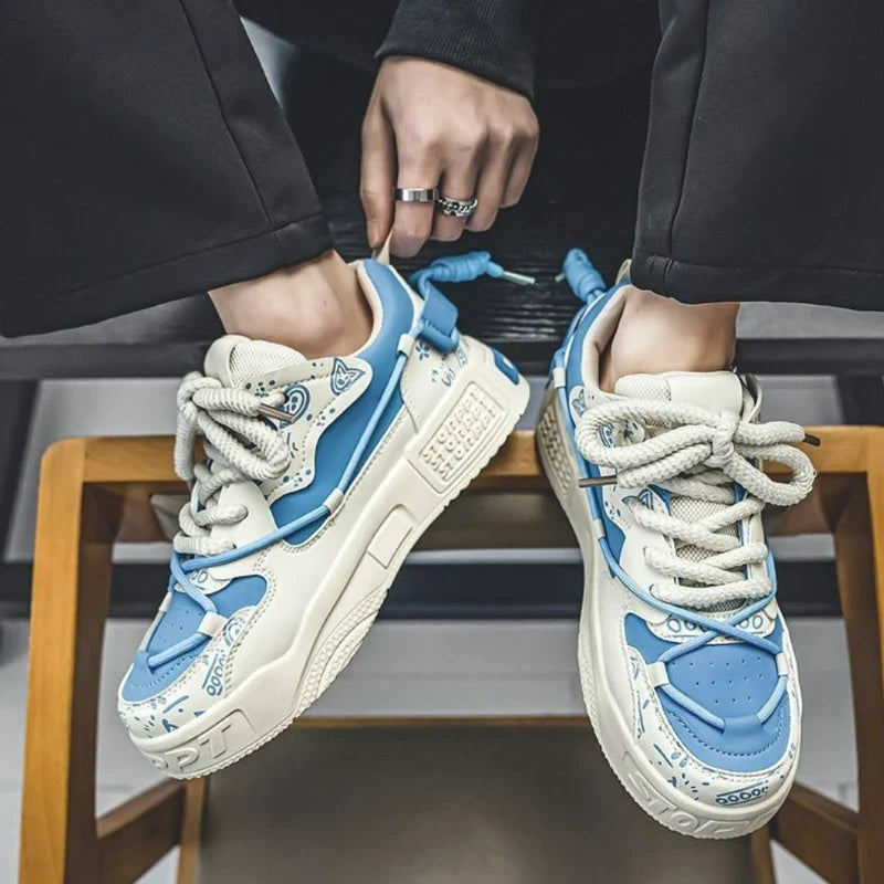 Men's Breathable Mesh Skate Sneakers – Lightweight Vulcanized Flats