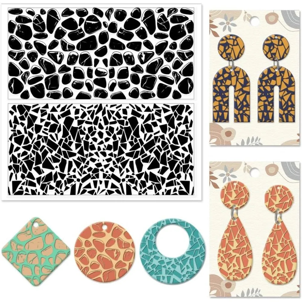Polymer Clay Texture Sheets – Tile & Pebble Stamp Mat for DIY