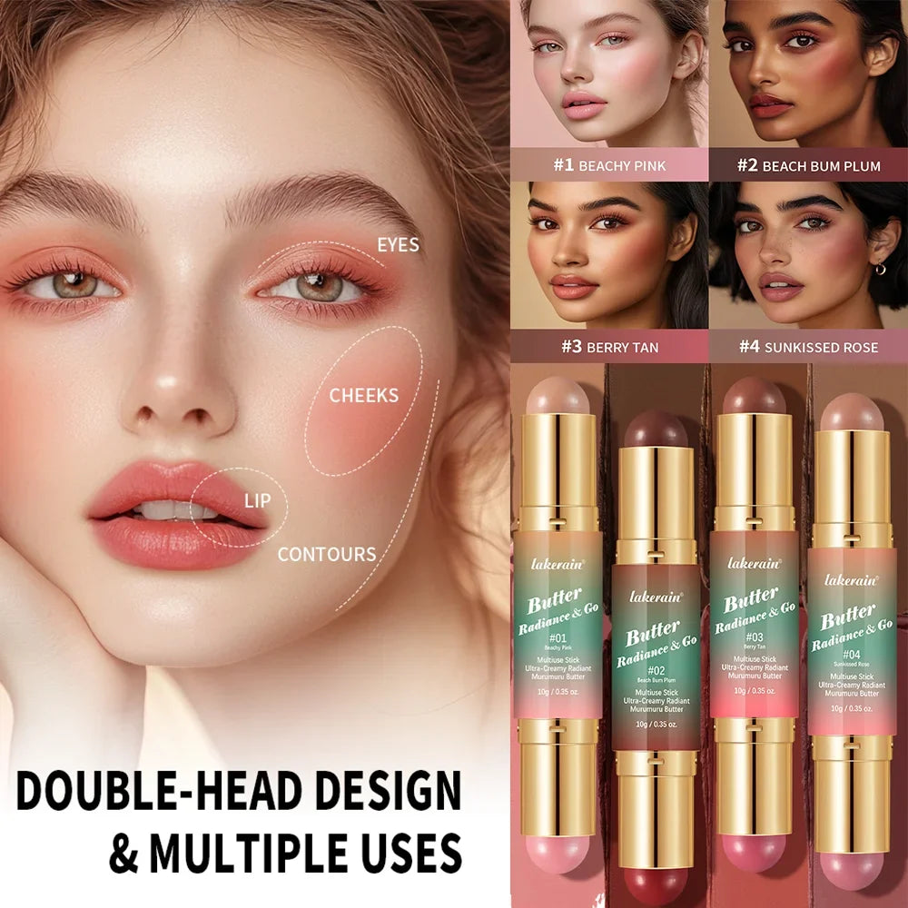 Lakerain Double-Headed Bronzer Blush Stick – Multiuse Glow