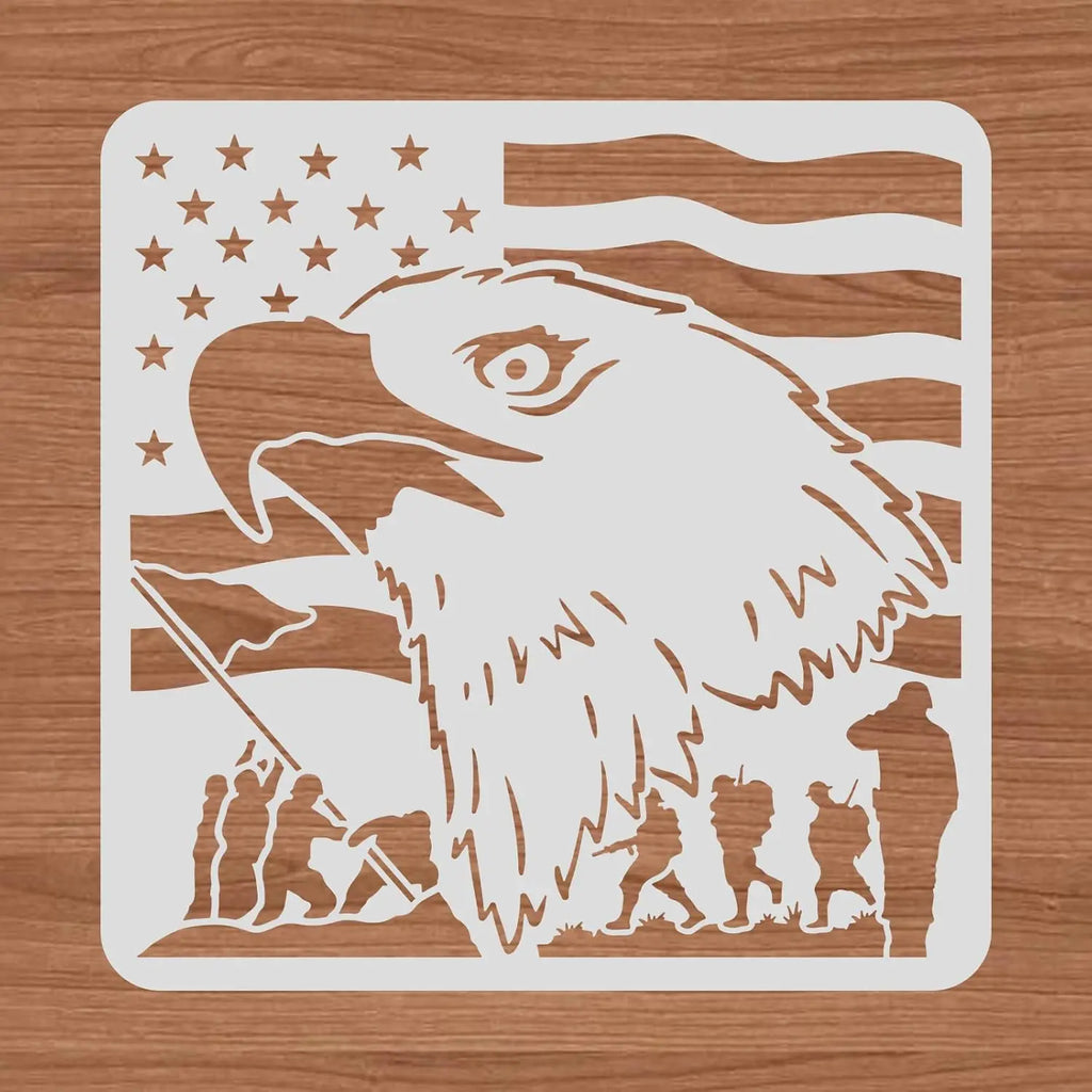 12x12 Independence Day Eagle Flag Stencil – Reusable PET