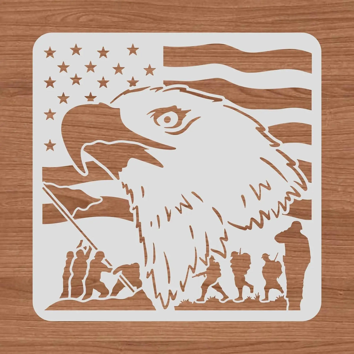 12x12 Independence Day Eagle Flag Stencil – Reusable PET