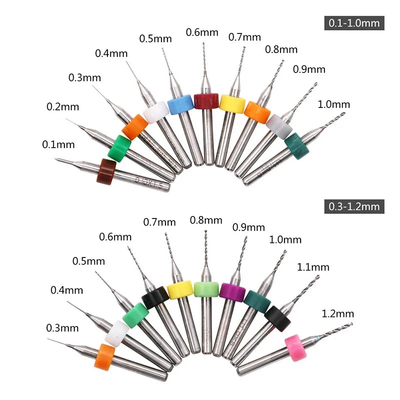 10-Pc Carbide Micro Drill Bits Set for PCB Circuit Boards