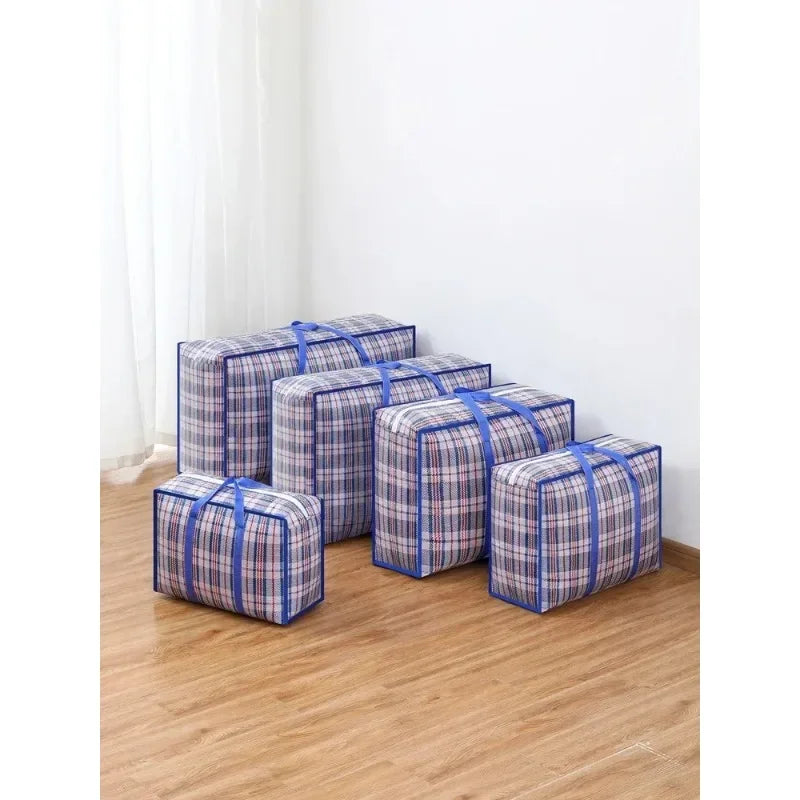 Foldable Large Capacity Woven Moving & Storage Bag – Blue
