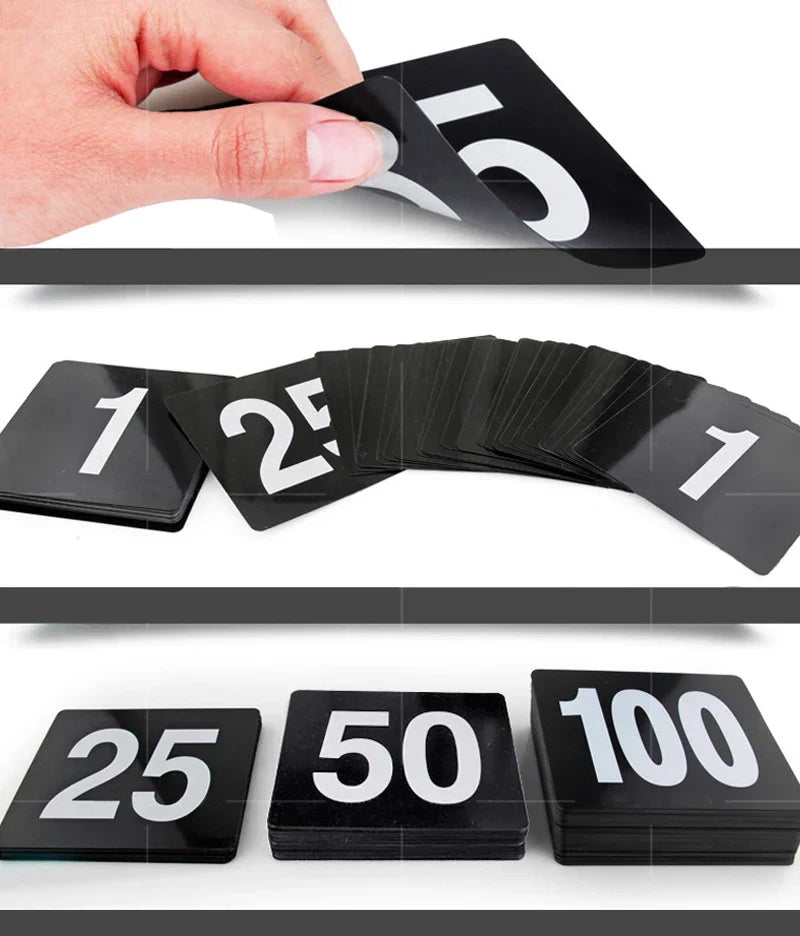 Plastic Table Number Cards 1–100 Double-Sided | Wedding & Events