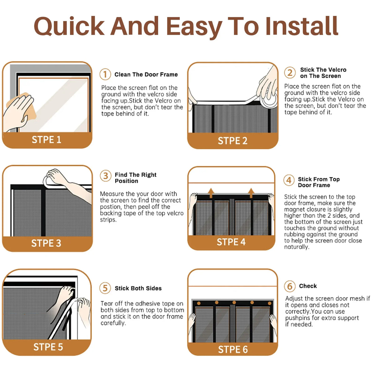 Double Door Magnetic Screen Door | Self-Closing Fiberglass Mesh