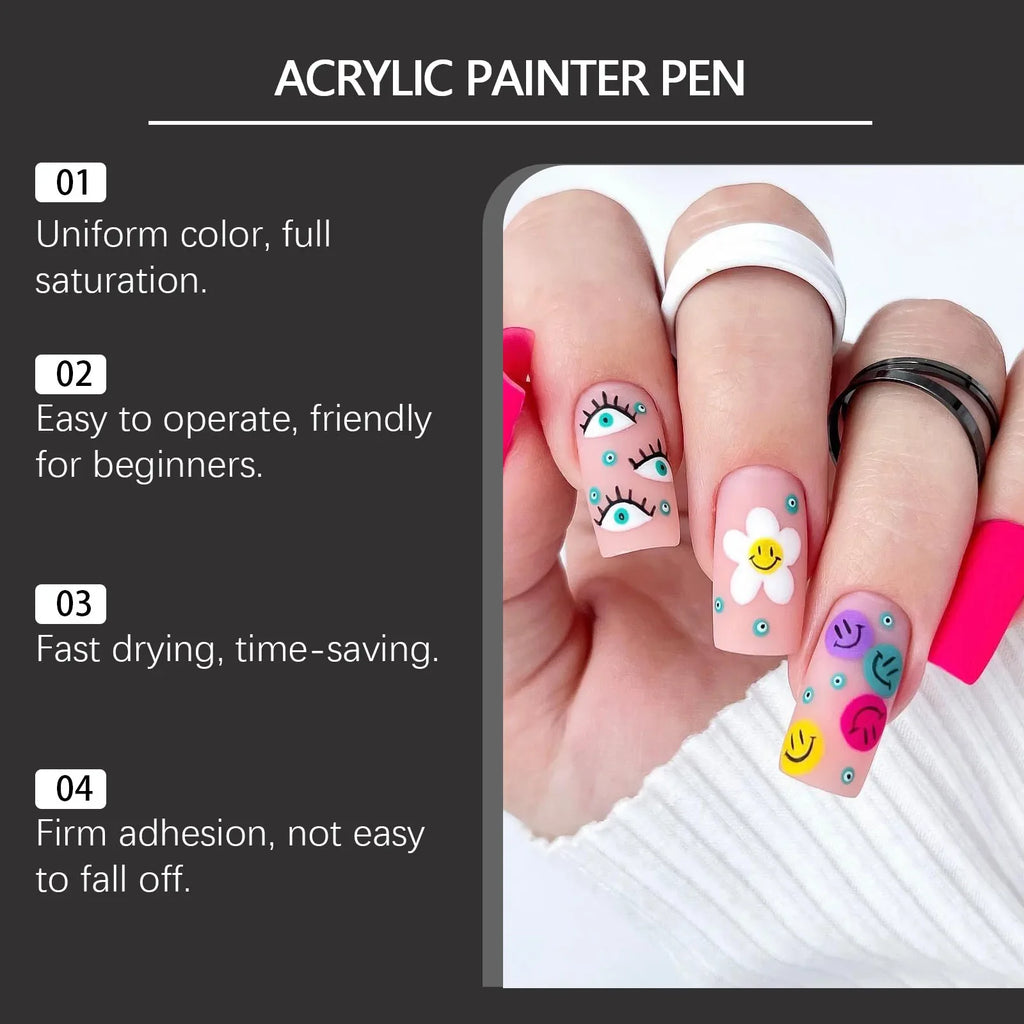 Nymixa DIY Nail Art Kit – 12-Color Pens & Glitter Decorations