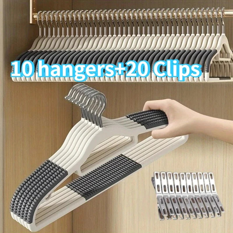 Anti Slip Hangers 20 Clips Heavy Duty Velvet Clothing Wardrobe