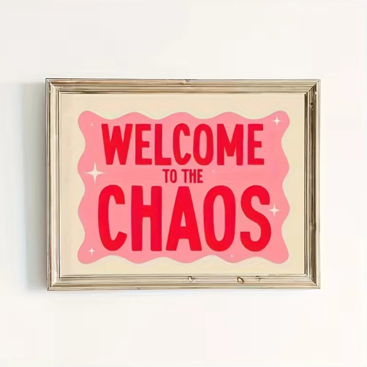 "Welcome To The Chaos" Pink Canvas Wall Art Print