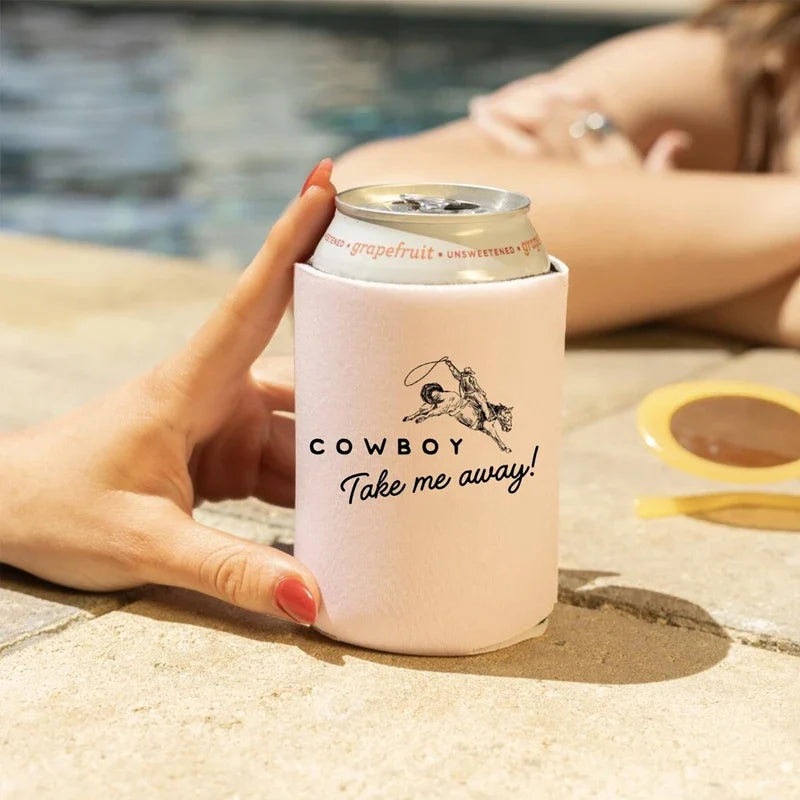 Cowboy Take Me Away Can Coolers – 4pc Bachelorette Favors