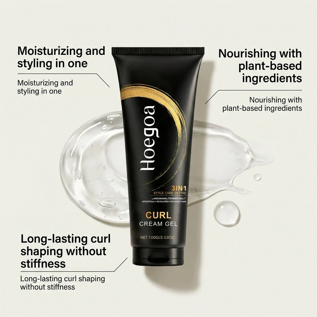 HOEGOA 3-in-1 Curl Styling Cream Gel – Bouncy, Frizz-Free Curls