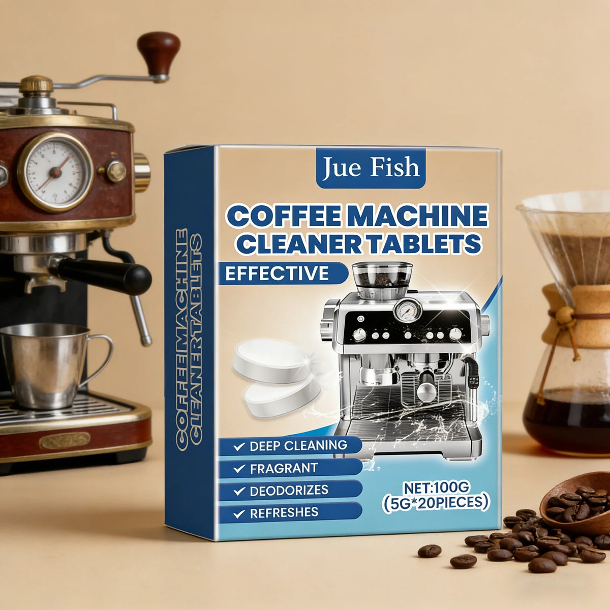 20-Pack Coffee Machine Cleaning Tablets – Deep Clean & Degrease