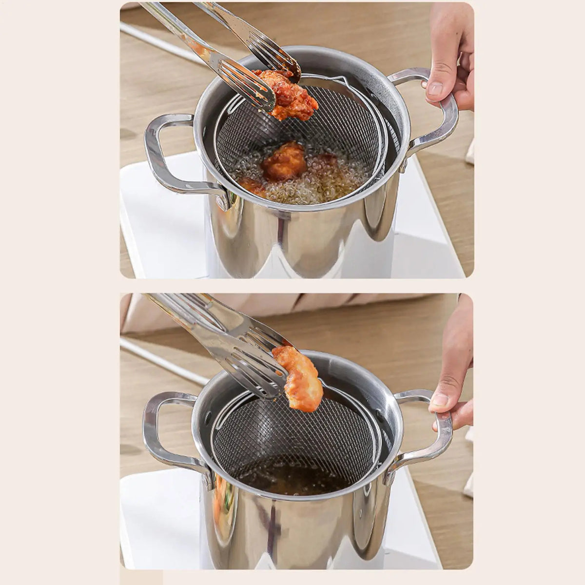 4L Stainless Steel Pasta Pot with Strainer & Lid | Deep Fryer