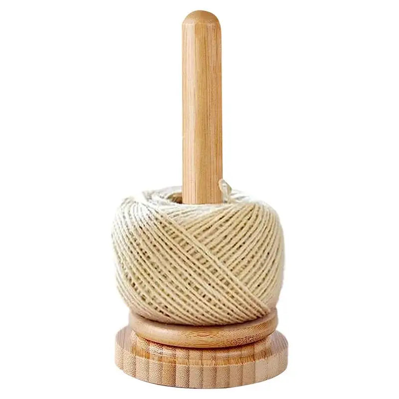Yarn Holder Stand Wood Manual Winder Dispenser Rotating Ball Storage