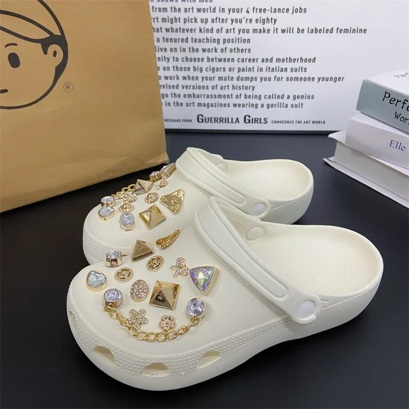 Fashionable Shoe Accessory Made Metal Chain Clasp Removable Suitable