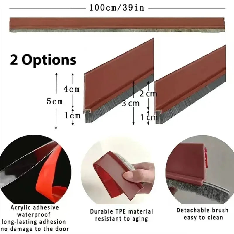 Self-Adhesive Brush Door Seal Strip – Soundproof & Insect Proof