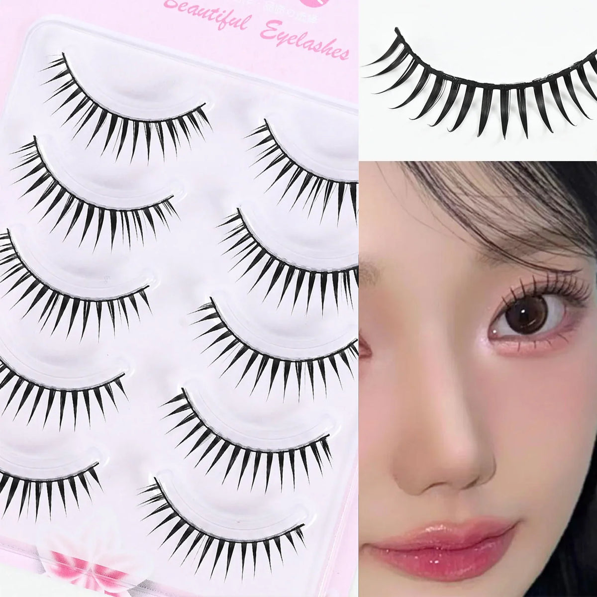 5 Pairs Wispy False Eyelashes – Fluffy Manga Cat Eye Lashes